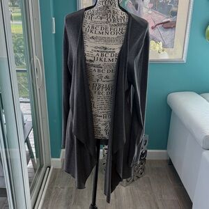Elegant Charcoal Open Front Cardigan